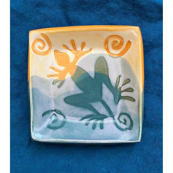 Hawksbill Pottery Scott Supraner Art Signed Dragonfly Fish Gecko Platter Dish - Picture 4 of 12